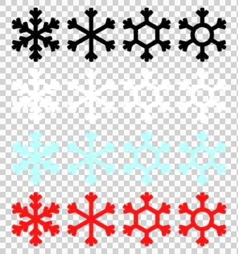 Set of snowflakes isolated on transparent background Stock Illustration