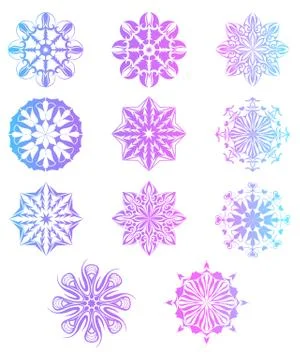 Set of snowflakes isolated on a white background. Stock Illustration