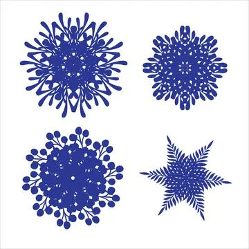 Set of snowflakes. Laser cut pattern for christmas paper cards, design elemen Ilustración de archivo