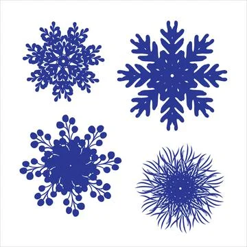 Set of snowflakes. Laser cut pattern for christmas paper cards, design elemen Stock Illustration