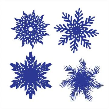Set of snowflakes. Laser cut pattern for christmas paper cards, design elemen Stock Illustration