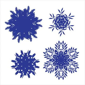 Set of snowflakes. Laser cut pattern for christmas paper cards, design elemen Stock Illustration