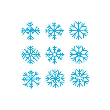Set of snowflakes. Vector hand drawn line icon template Stock Illustration