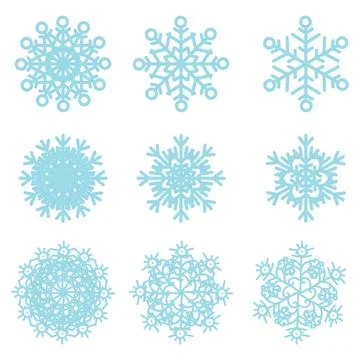 Set of snowflakes. Vector illustration on white background. Stock Illustration