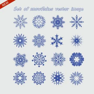 Set of snowflakes vector image. Blue isolated icon Stock Illustration