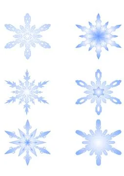 A set of snowflakes on white background Stock Illustration