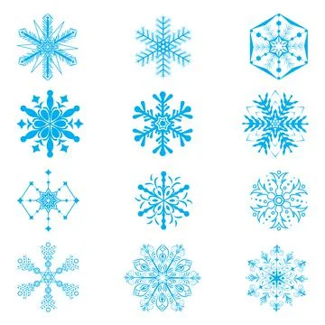 Set of snowflakes on white background Stock Illustration