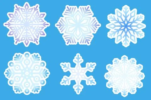 Set of Snowflakes. Winter elements. Blue snowflakes on blue background. Illustrazione stock