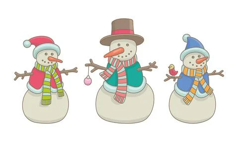 Set of Snowmen Stock Illustration