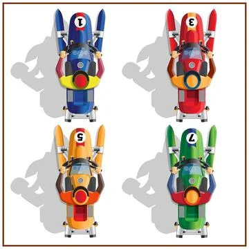 Set of snowmobiles. Stock Illustration
