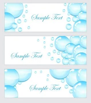 Set of soap bubbles, water droplets banner. Banner template with bubbles. C.. Stock Illustration
