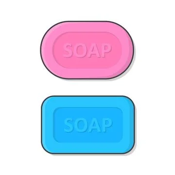 Set Of Soap Vector Icon Illustration. Bar Of Soap With Foam Illustration. S.. Stock Illustration