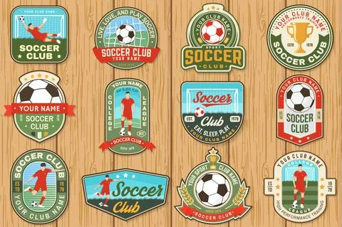 Set of soccer club patch design. Vector illustration. For sport club sign, logo 스톡 일러스트