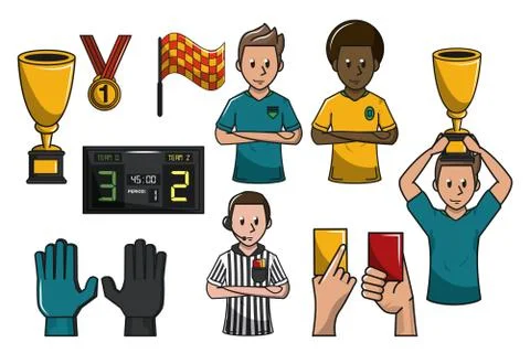 Set of soccer elements Illustrazione stock