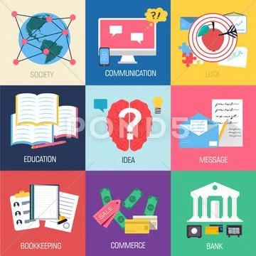 Set of social business life icons design. Vector illustrations backgrounds in Stock Illustrationen