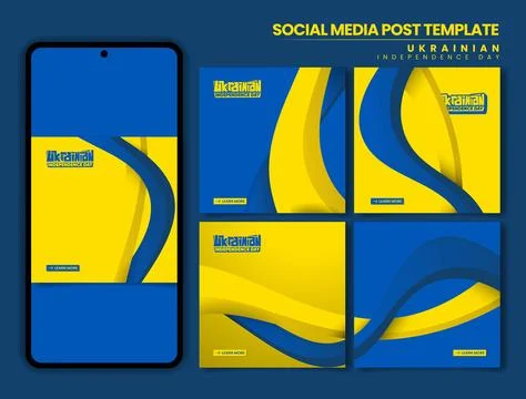 Set of social media post in carousel for ukrainian independence day campaign Stock Illustration