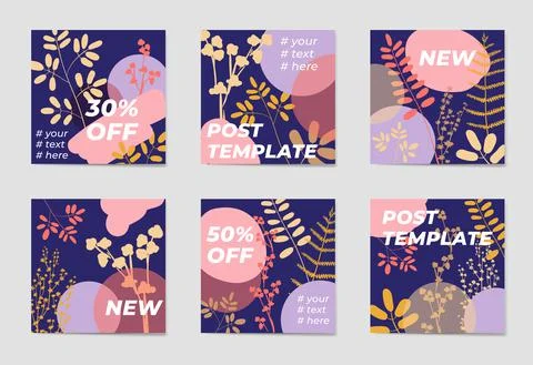 A set of social media post templates. For personal and business accounts. イラスト素材