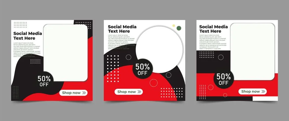 Set of social media post vector template Stock Illustration