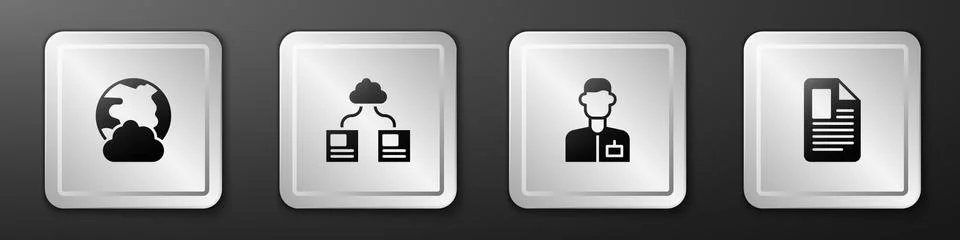 Set Social network, Cloud technology data transfer, Analyst engineer and File Stock Illustration