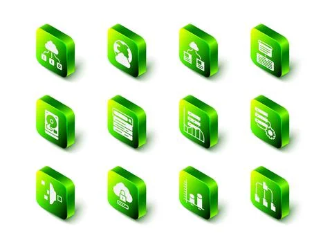 Set Social network Cloud technology data transfer Server Data Web Hosting and 스톡 일러스트