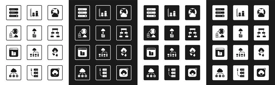 Set Social network, Cloud technology data transfer, Network cloud connection Stock Illustration