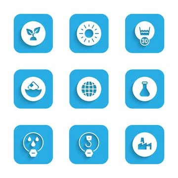 Set Social network, Industrial hook, Factory production, Test tube and flask 스톡 일러스트