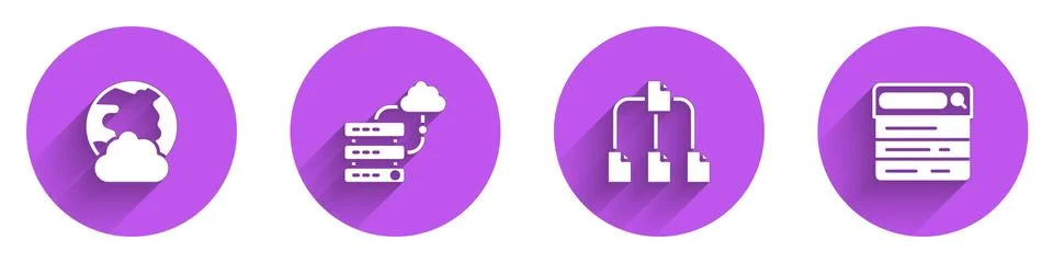 Set Social network, Network cloud connection, Folder tree and Search engine icon 스톡 일러스트