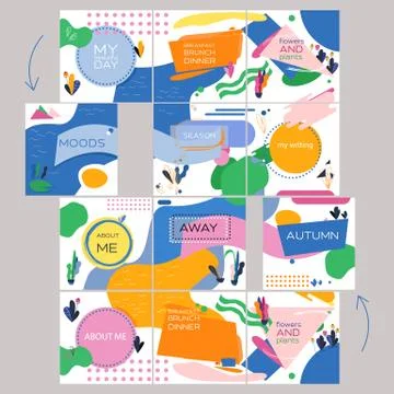 A set of social network post templates. For personal and business accounts Stock Illustration