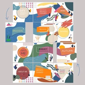 A set of social network post templates. For personal and business accounts Stock Illustration