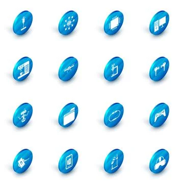 Set Social network, Processor with microcircuits CPU, Computer monitor, Coffee Stock Illustration