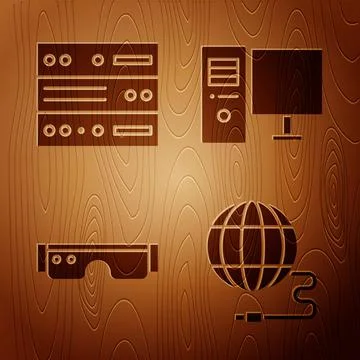 Set Social network, Server, Data, Web Hosting, Smart glasses and Computer Illustrazione stock