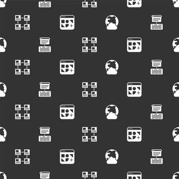 Set Social network, Server, Data, Web Hosting, Hierarchy organogram chart and Illustrazione stock