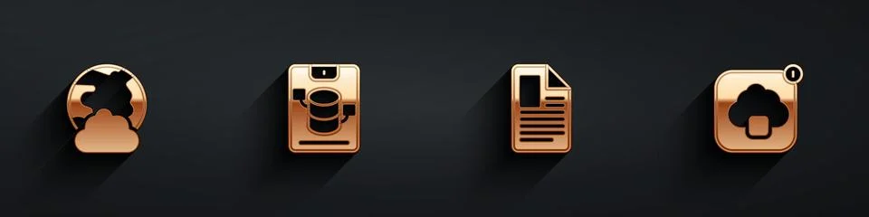 Set Social network, Server, Data, Web Hosting, File document and Cloud tech.. Stock Illustration