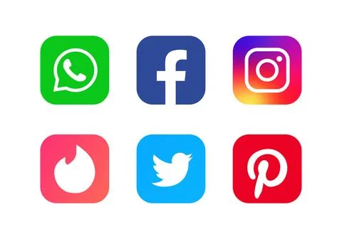 Set of social networking icons. Web design flat icons isolated on white backg Stock Illustration
