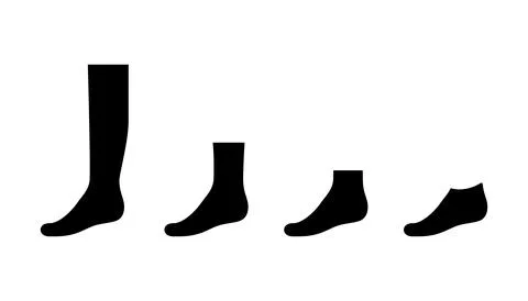 Set sock for man from long to short, outline template. Sport and regular sock Stock Illustration