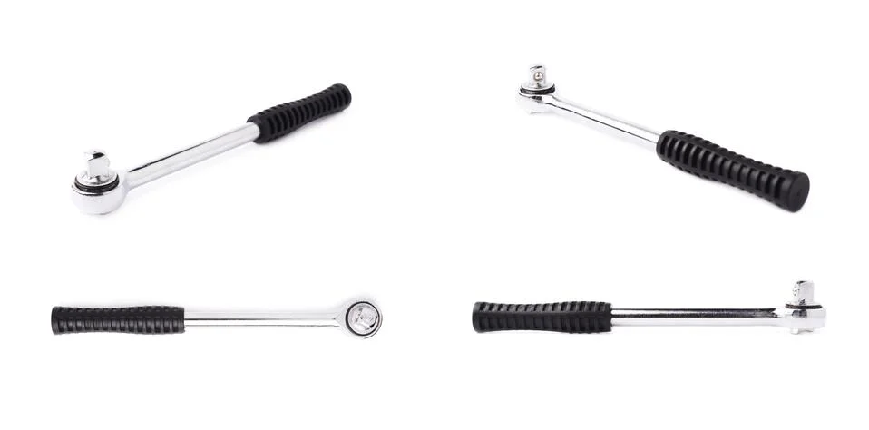 Set of socket wrench over white isolated background Stock Photos