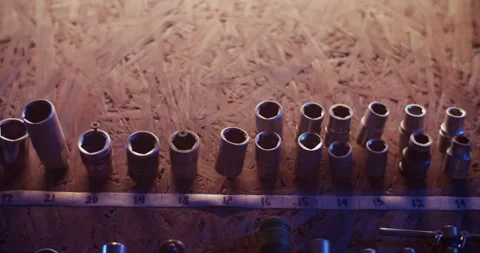 Set of sockets hanging on wall Stock Footage 259394036