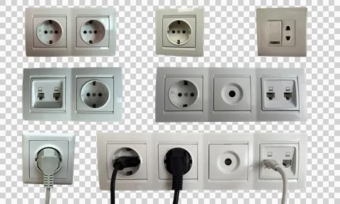 Set of sockets isolated on transparent background. Stock Photos