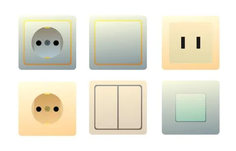 Set of Sockets, switches. Electrical appliances for home network. Spare parts Stock Illustration