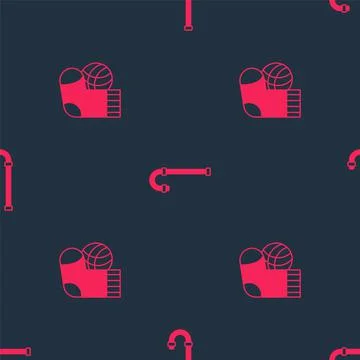 Set Socks and Walking stick cane on seamless pattern. Vector Stock Illustration