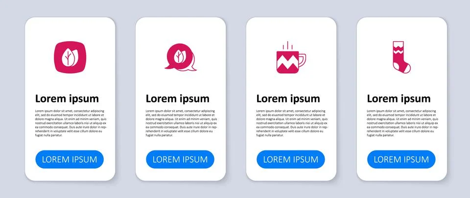 Set Socks, Cup of tea, Leaf and . Business infographic template. Vector Stock Illustration