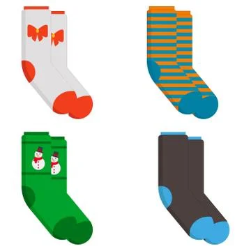 Set of socks in a different pattern. Flat vector illustration Stock Illustration