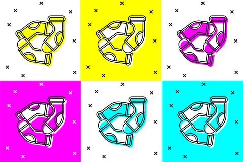 Set Socks icon isolated on color background.  Vector Stock Illustration