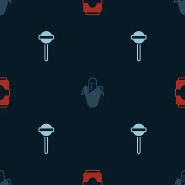 Set Soda can, Corn and Lollipop on seamless pattern. Vector Stock Illustration