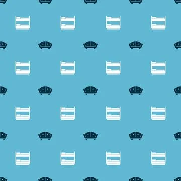 Set Sofa and Bunk bed on seamless pattern. Vector Stock Illustration