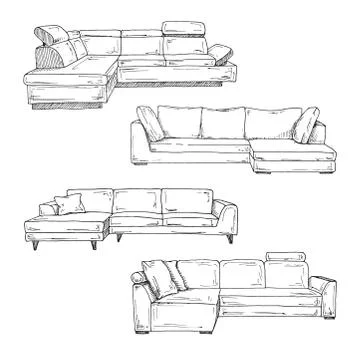Set of sofas isolated on white background.Vector illustration Stock Illustration