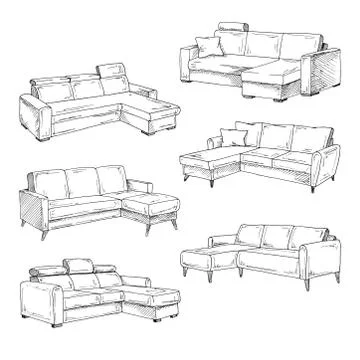 Set of sofas isolated on white background.Vector illustration Stock Illustration