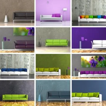 Set of sofas in modern Interior design Illustrazione stock