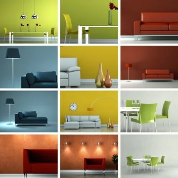 Set of sofas in modern Interior design 스톡 일러스트
