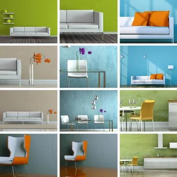 Set of sofas in modern Interior design Illustrazione stock